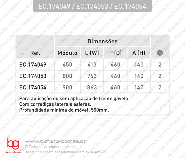 Prateleiras / Gavetas (cestos) de correr individuais